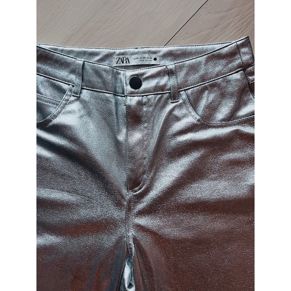 *SOLD* Zara faux leather silver metallic pants - Picture 6 of 6